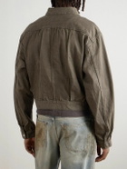 KAPITAL - Cropped Denim-Jacquard Bomber Jacket - Green