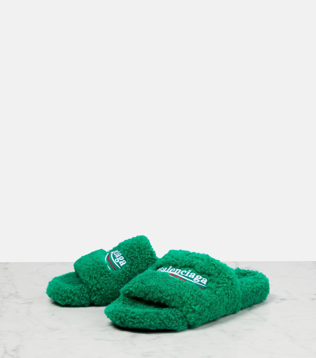 Balenciaga - Furry faux shearling slides Balenciaga