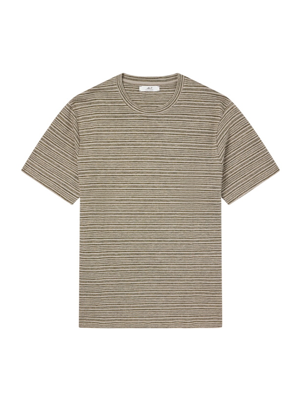 Photo: Mr P. - Knitted Striped Linen T-Shirt - Green