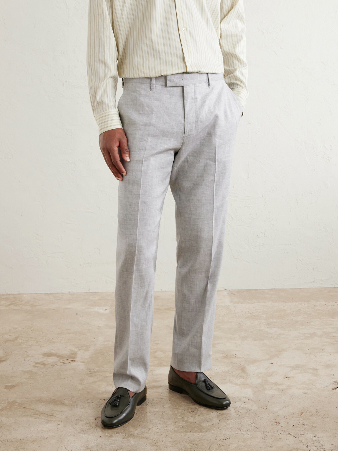 Mr P. - Straight-Leg Linen and Wool-Blend Suit Trousers - Gray