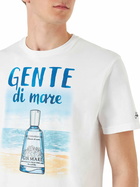 MC2 Saint Barth Man Cotton T-shirt With Gente Di Mare Print | Gin Mare Special Edition