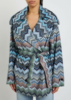 Missoni Zigzag Belted Fine-knit Trench Jacket Multicoloured