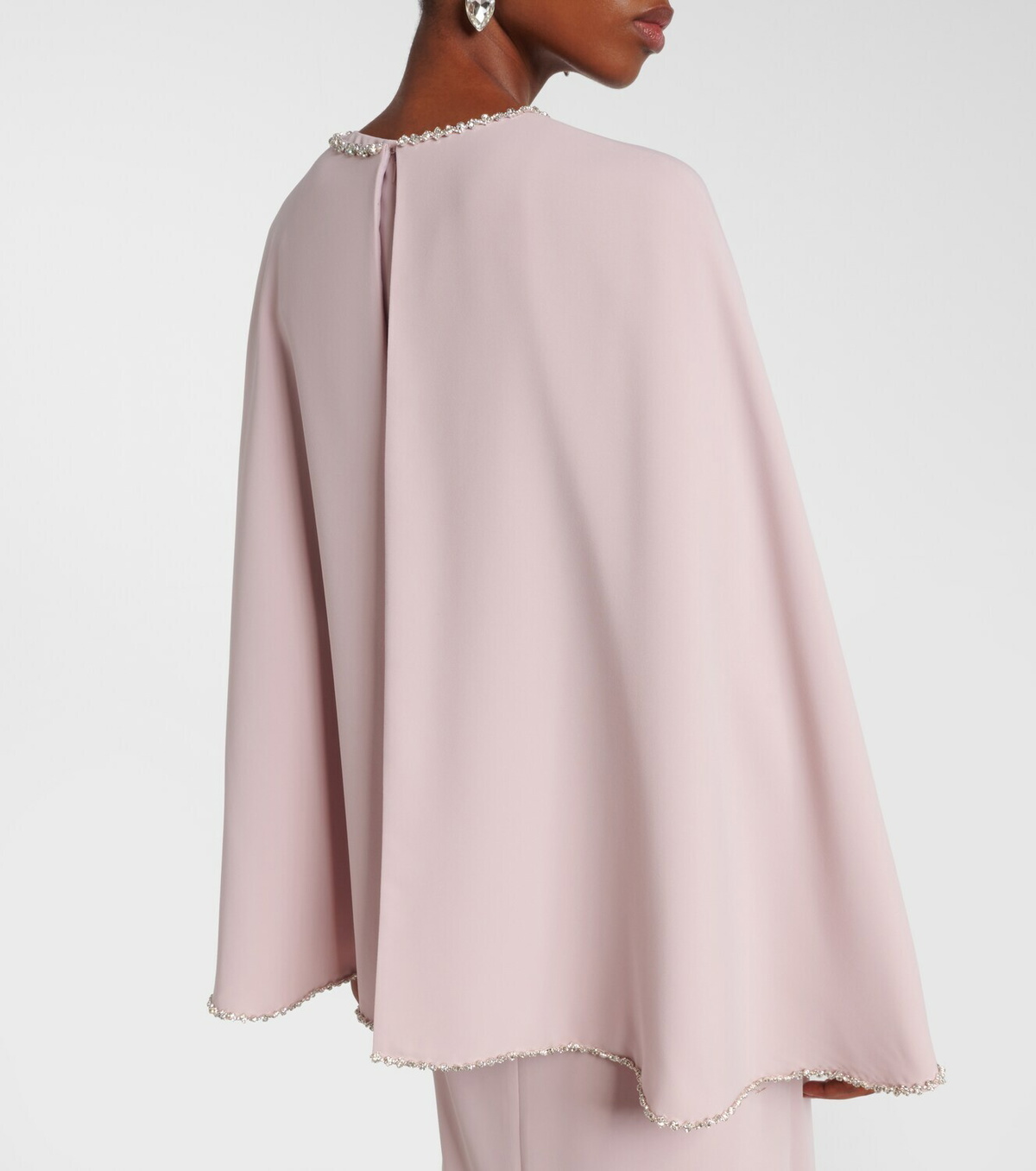 Costarellos Crystal-embellished caped gown