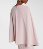 Costarellos Crystal-embellished caped gown