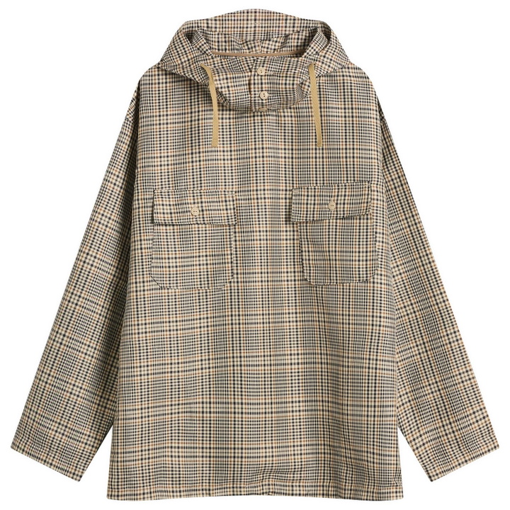 Photo: Engineered Garments Men's Plaid Polyester Cagoule Shirt in Khaki