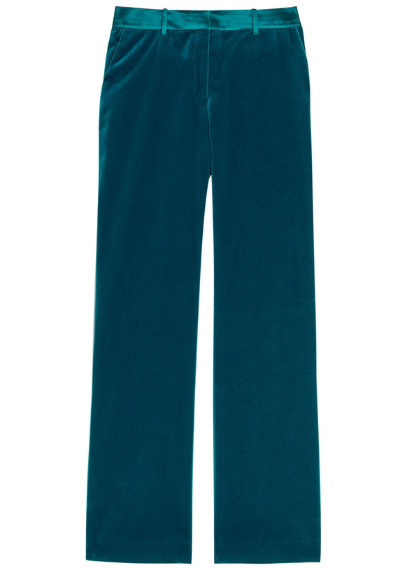 Photo: Rabanne Straight-leg Velvet Trousers Turquoise