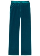 Rabanne Straight-leg Velvet Trousers Turquoise