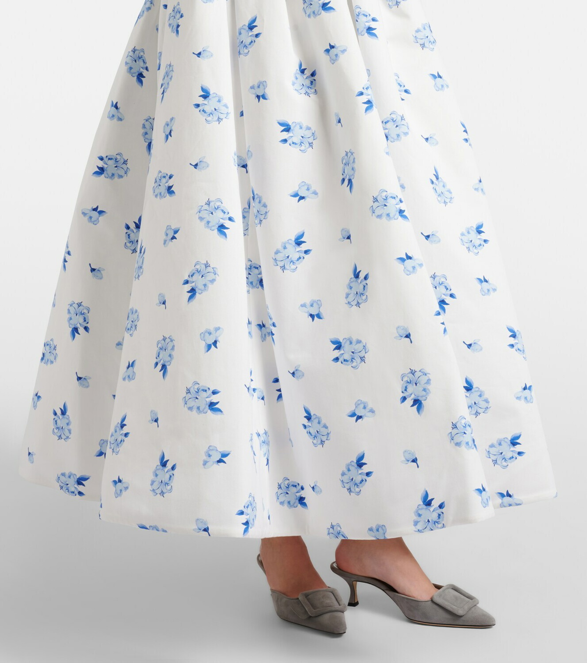 Leo Lin Victoria floral pleated cotton maxi skirt