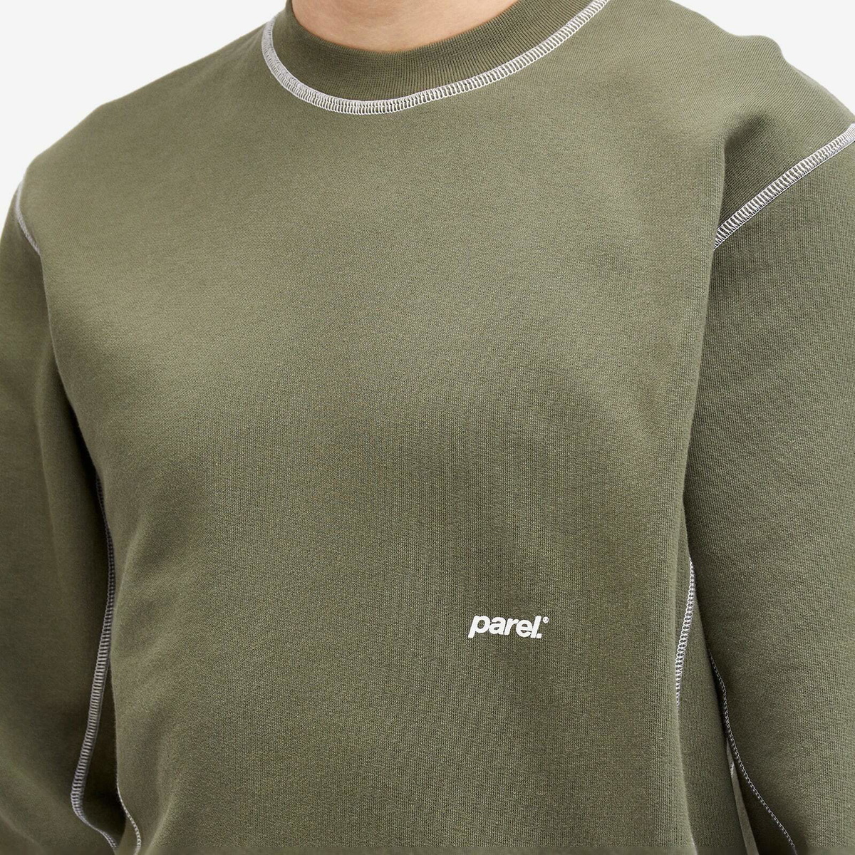 Parel Studios Men's Contrast Crewneck Sweatshirt in Army Green