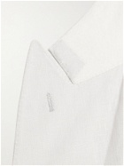 DE PETRILLO - Sorrento Unstructured Double-Breasted Linen Blazer - White