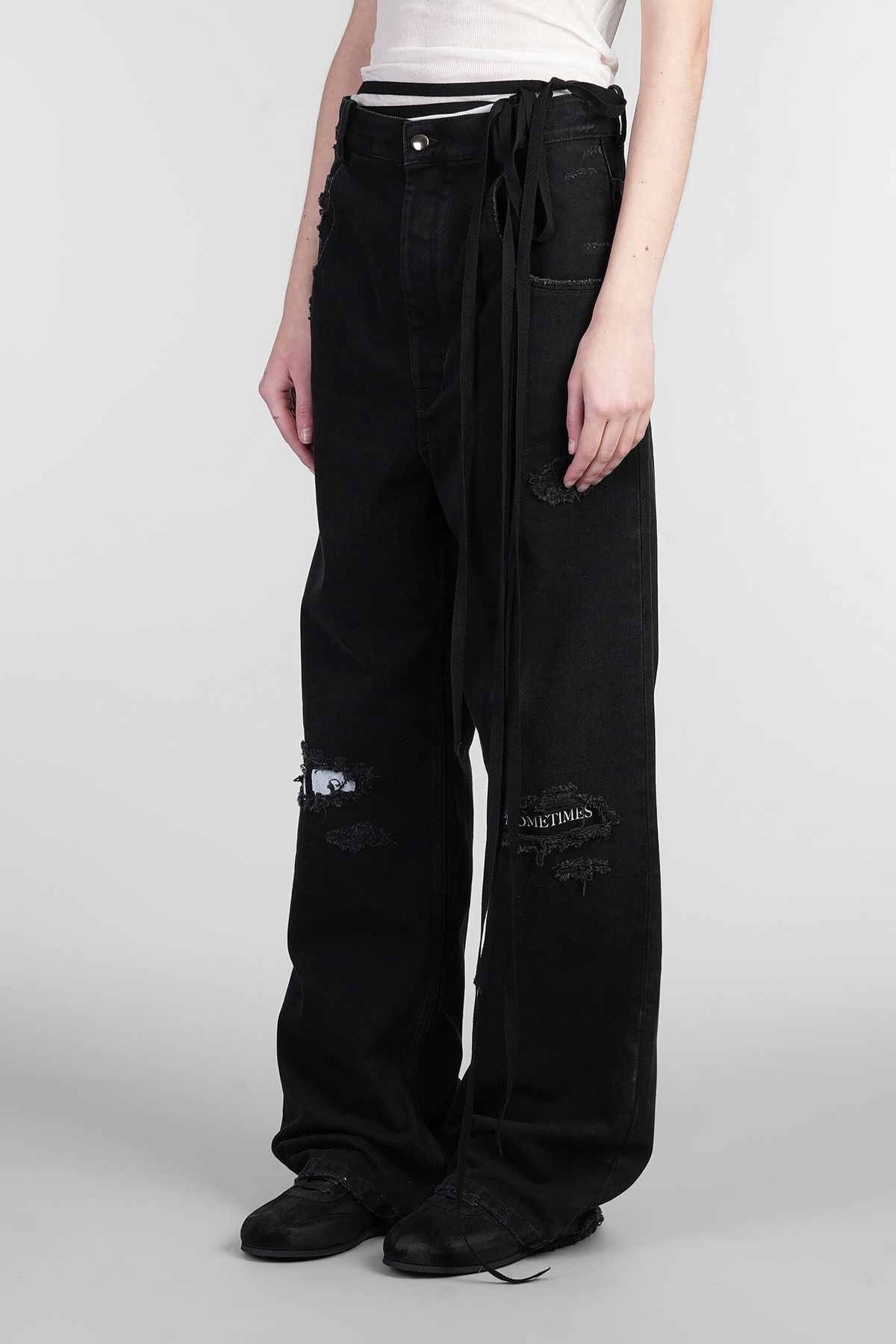 Ann Demeulemeester Polly Jeans In Black Denim Ann Demeulemeester