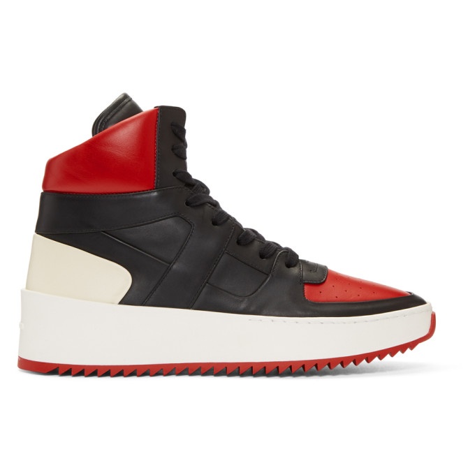 Photo: Fear of God Red and Black B-Ball High-Top Sneakers