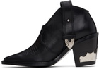 Toga Pulla Black Western Style Ankle Boots