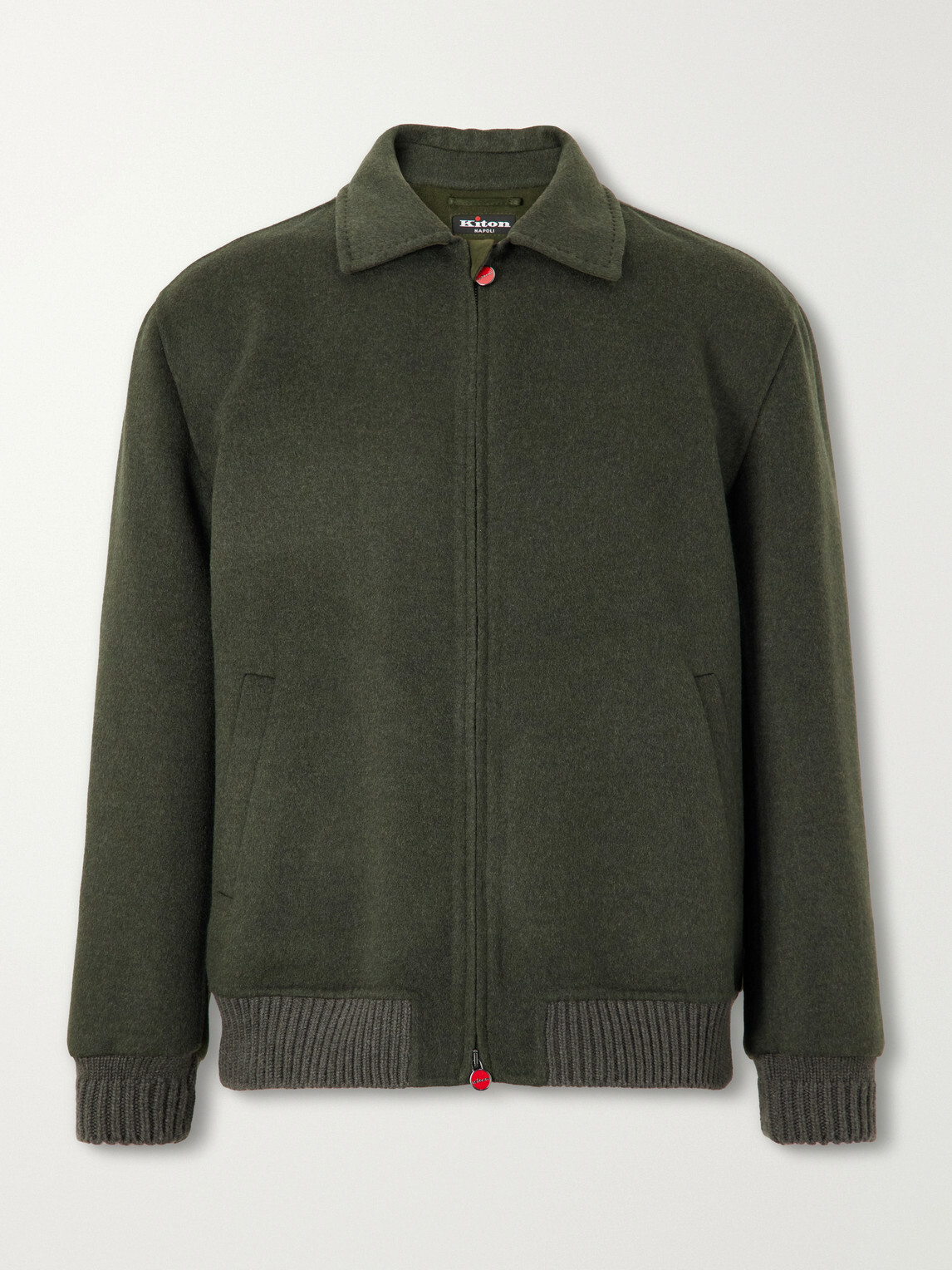 Kiton - Brushed Wool and Cashmere-Blend Blouson Jacket - Green