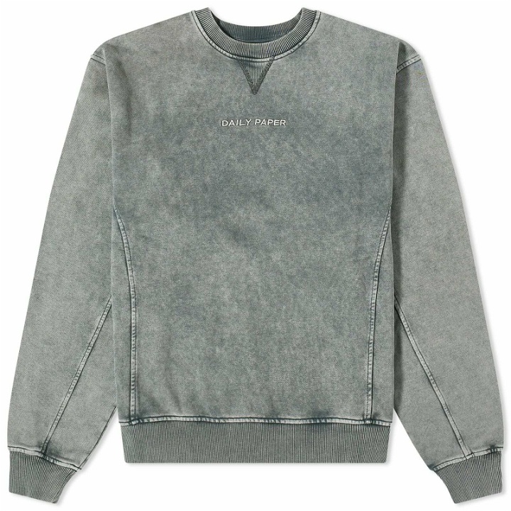 Photo: Daily Paper Men's Roshon Overdyed Crew Sweater in Grey Flannel
