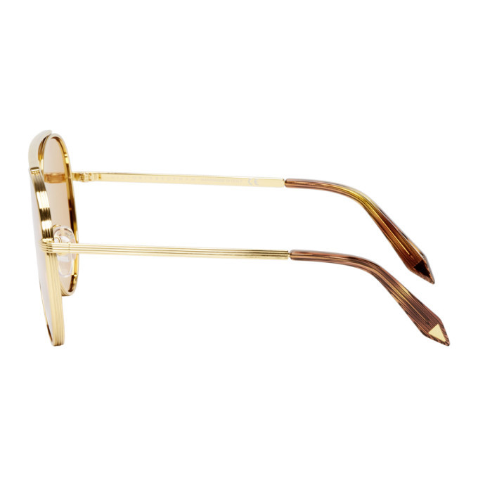 Victoria Beckham 18K Gold Mirror Aviator Sunglasses - Gold/Gold