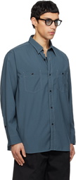 nanamica Navy Polyester Wool Field Shirt