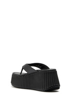 Chloe Nama 80 Thong Leather Wedge Sandals Black