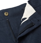 De Bonne Facture - Navy Brushed-Linen Suit Trousers - Blue