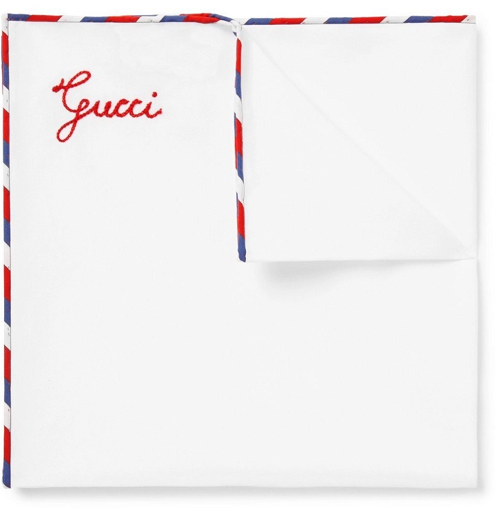 Photo: Gucci - Stripe-Trimmed Cotton Pocket Square - Men - White