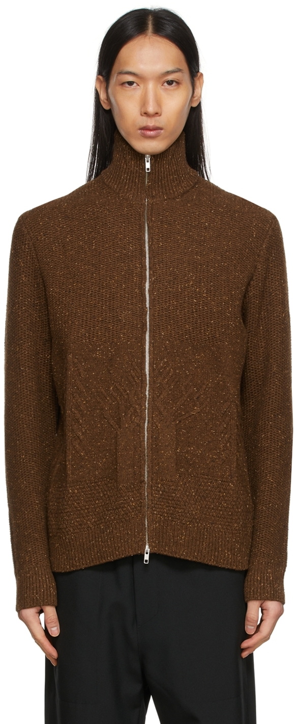 Arnar Már Jónsson Tan Knit Zip-Up Sweater Arnar Mar Jonsson