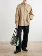 LOEWE - Verano Logo-Embroidered Striped Leather-Trimmed Canvas Tote