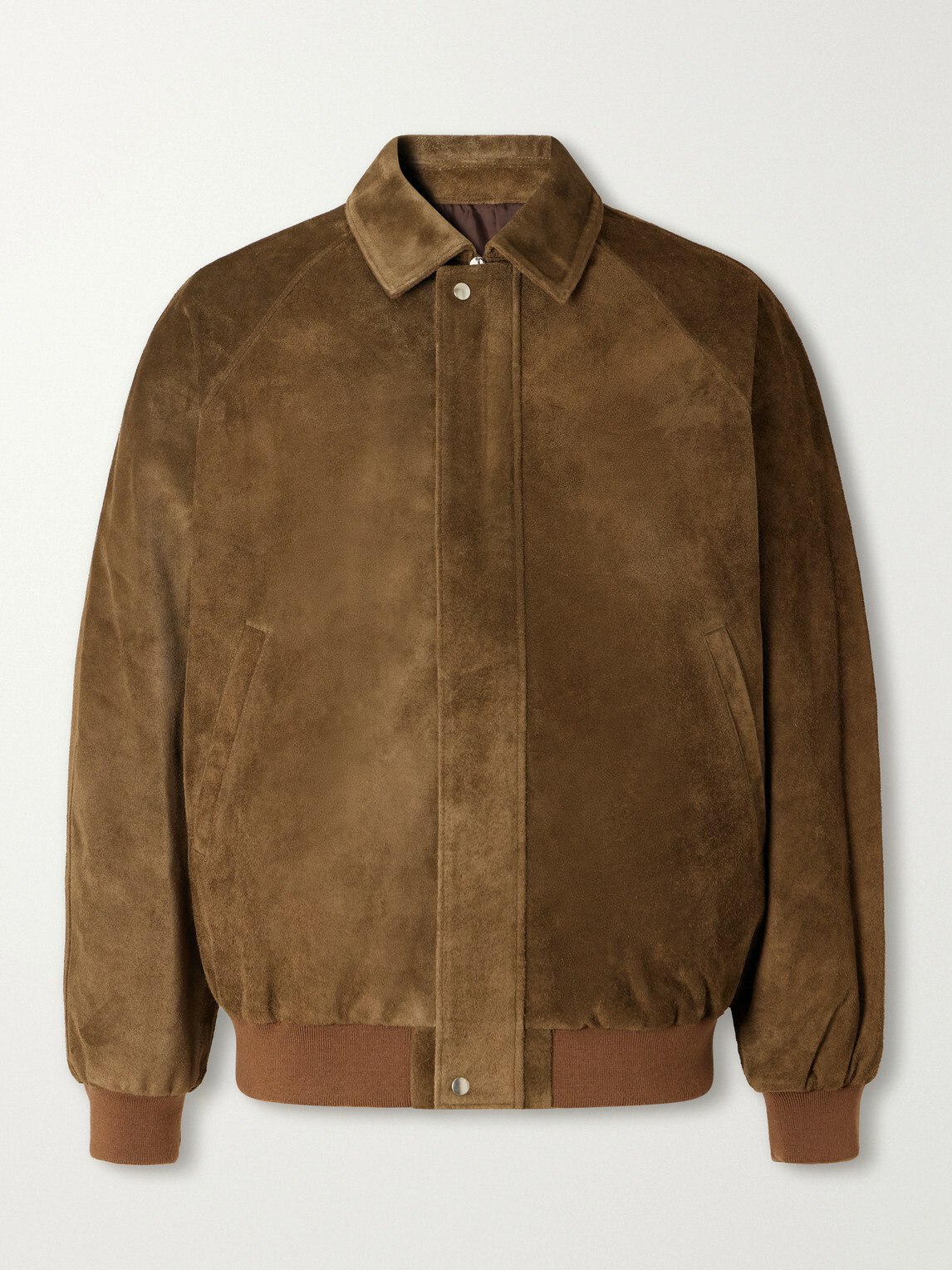 Graphpaper - Rib-Trimmed Suede Blouson Jacket - Brown