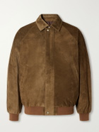 Graphpaper - Rib-Trimmed Suede Blouson Jacket - Brown