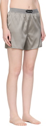 TOM FORD Gray Stretch Silk Satin Boxer Shorts