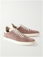 Officine Creative - Karma Leather-Trimmed Suede Sneakers - Purple