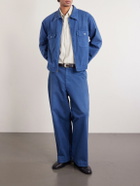 A.PRESSE - Straight-Leg Cotton-Twill Trousers - Blue