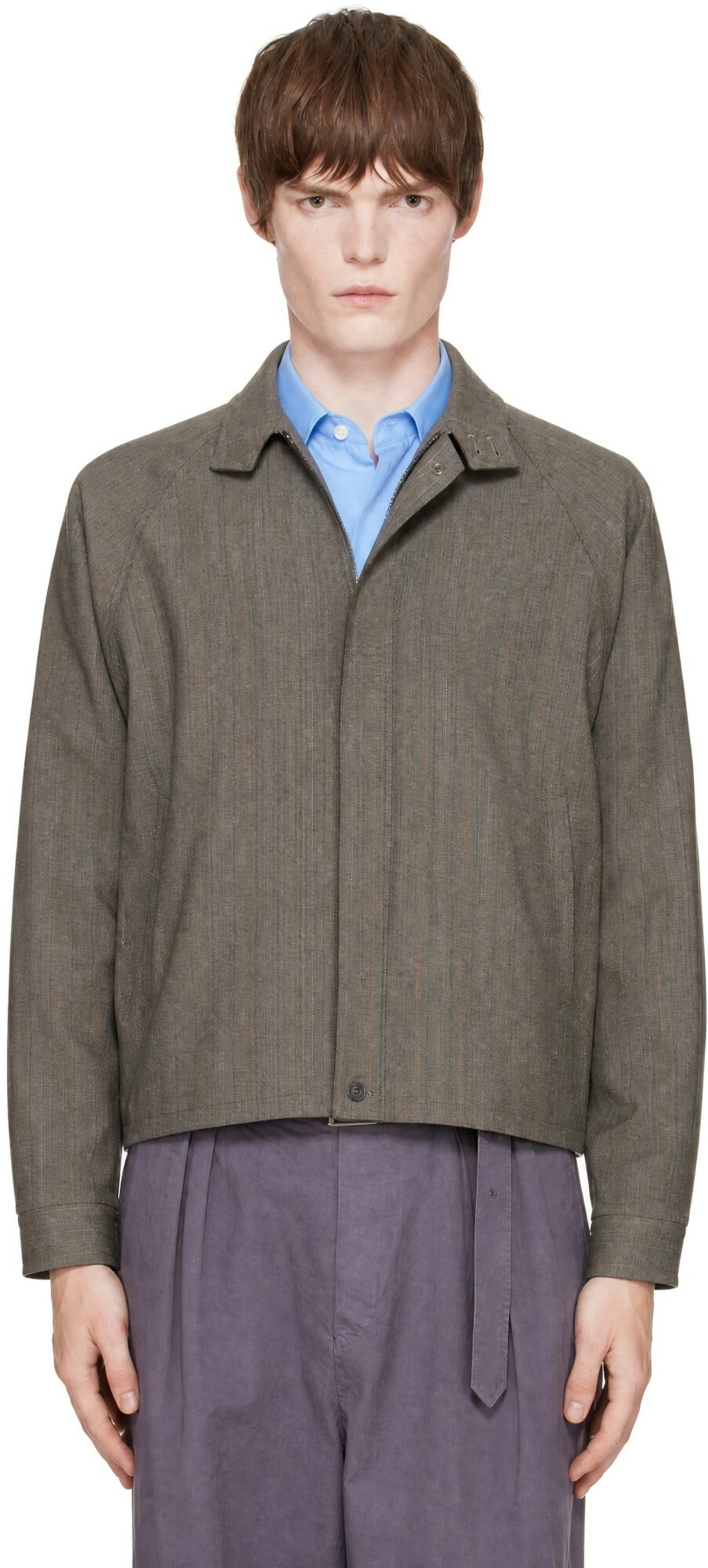 SOSHIOTSUKI Gray Melange Stripe Trucker Jacket