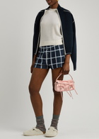 Guest In Residence Picnic Plaid Intarsia Silk-blend Shorts Navy