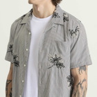 Universal Works Men's Hand Embroidered Stripe Road Shirt in Grey