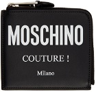 Moschino Black 'Couture!' Logo Zip Wallet