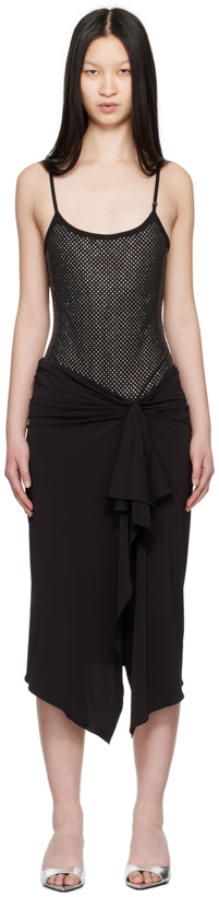 Photo: The Attico Black Crystal-Cut Midi Dress