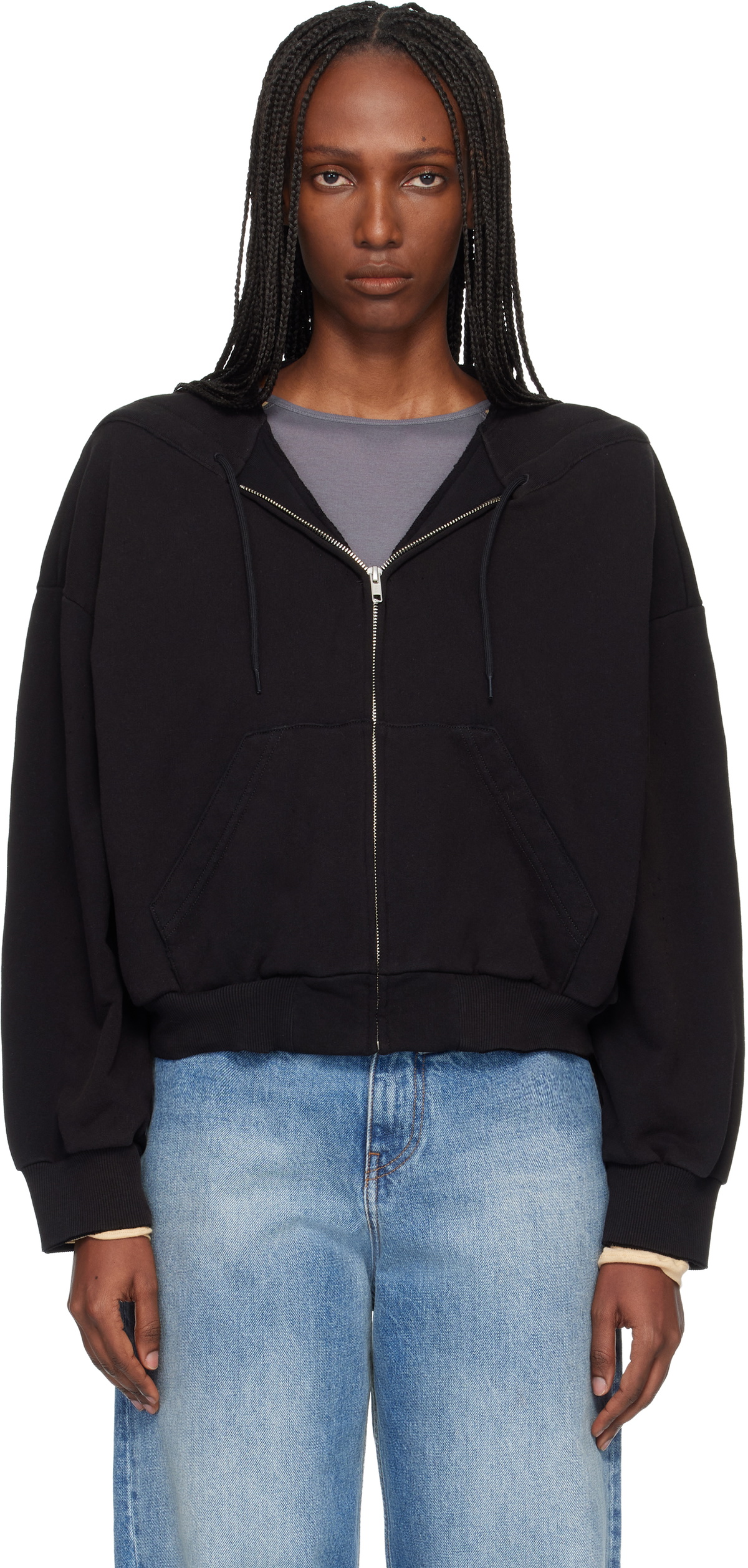 MM6 Maison Margiela Black Unbrushed Cotton Sweatshirt
