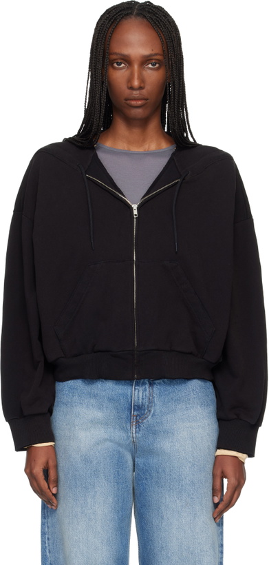 Photo: MM6 Maison Margiela Black Unbrushed Cotton Sweatshirt