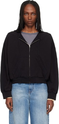 MM6 Maison Margiela Black Unbrushed Cotton Sweatshirt