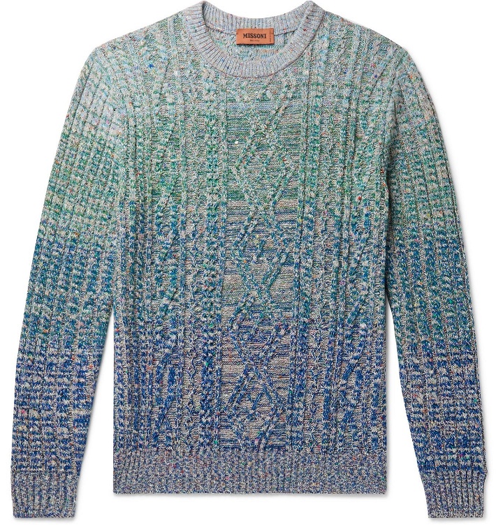 Photo: Missoni - Cable-Knit Mélange Wool-Blend Sweater - Gray