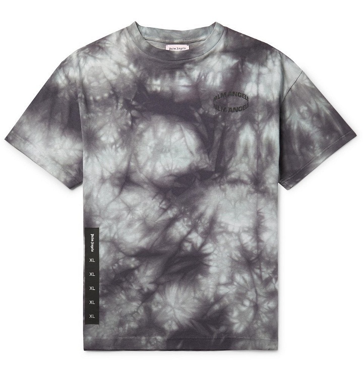 Photo: Palm Angels - Logo-Print Tie-Dyed Cotton-Jersey T-Shirt - Dark gray