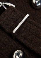 Ganni Belted Wool-blend Peacoat Jacket Dark Brown