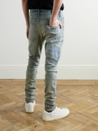 AMIRI - Slim-Fit Straight-Leg Logo-Appliquéd Panelled Distressed Jeans - Blue