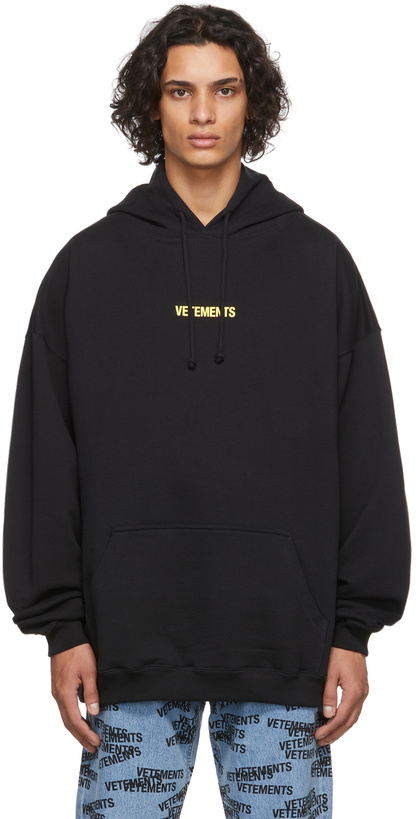 Photo: VETEMENTS Black Logo Label Hoodie