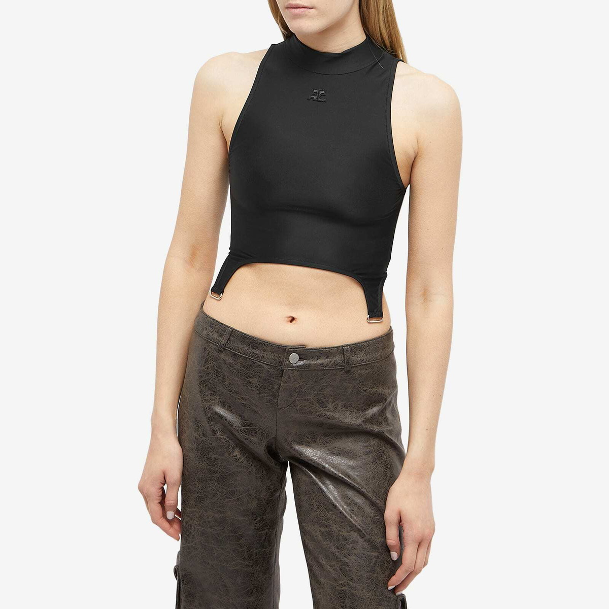 トップス Courreges Paris main TANK SUSPENDERS Courreges Women's Courrèges Tech Jersey Suspenders Tank Top in
