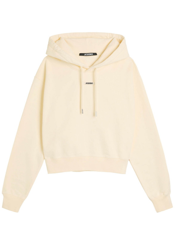 Photo: Jacquemus Le Hoodie Gros Grain Hooded Cotton Sweatshirt Beige