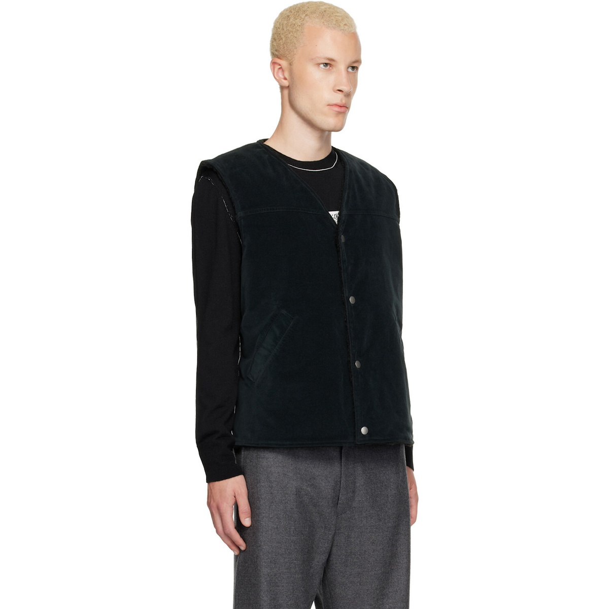 MM6 Maison Margiela Black Faux-Suede Vest
