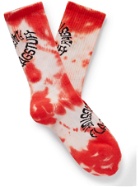 Flagstuff - Logo-Intarsia Tie-Dyed Ribbed Cotton-Blend Socks