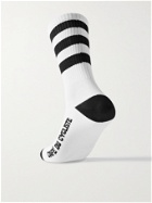 CAFE DU CYCLISTE - Striped Stretch-Knit Cycling Socks - White - S