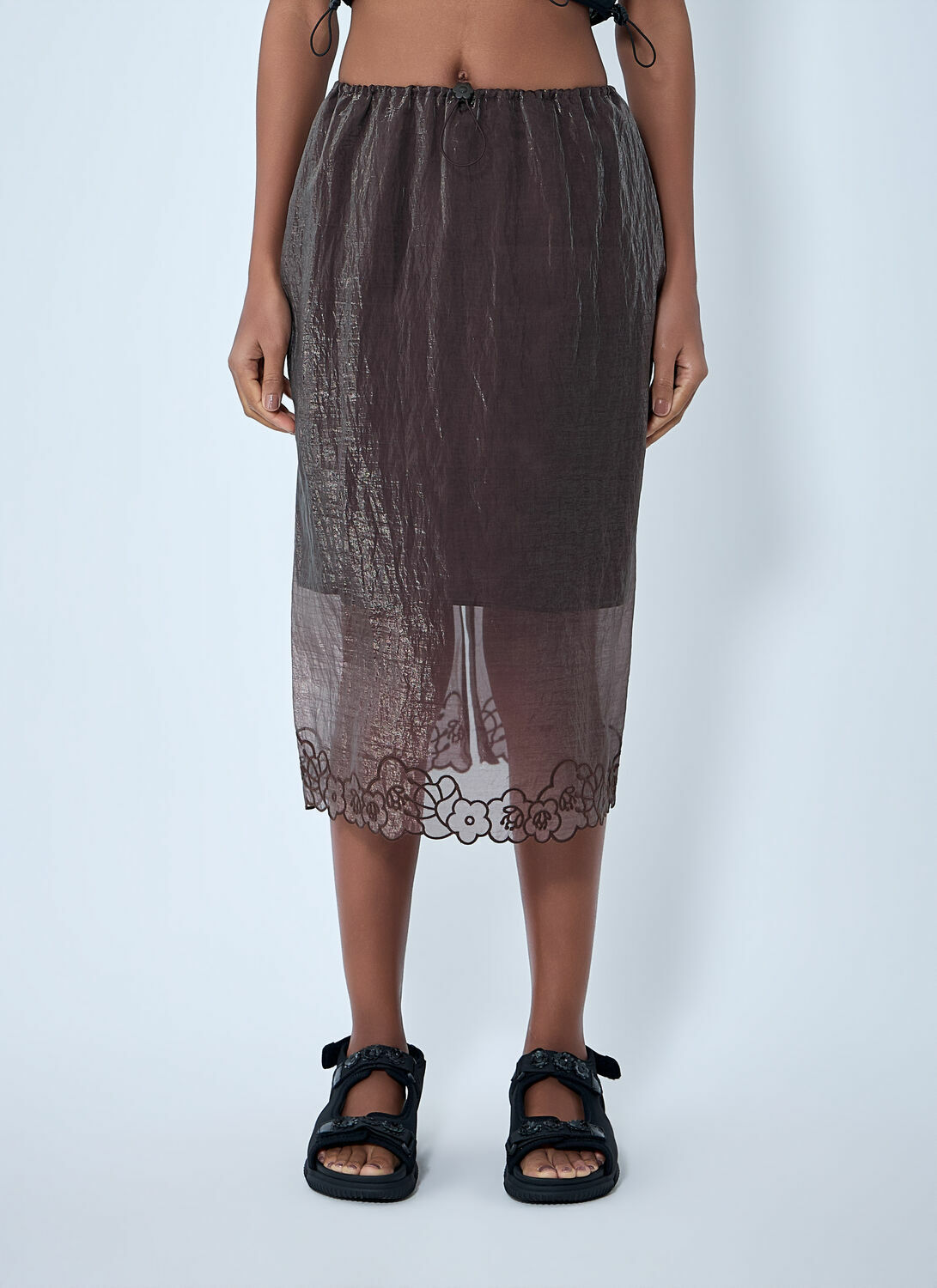 Cecilie Bahnsen Embroidered Sheer Overlay Skirt